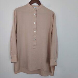 Zara Mandarin Collar 3/4 Button Front Long Sleeve Tunic Top Size Medium